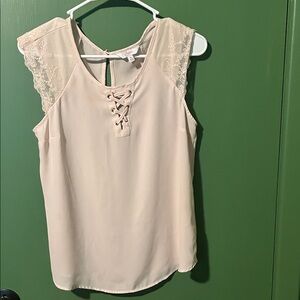 Candie's Blush Pink Lace Detail Blouse